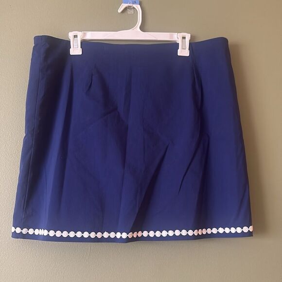 Belle Beach by Kim Gravel Ric Rac Trim Stretch Woven Skort Sz 18W Preppy Coastal - Picture 5 of 8